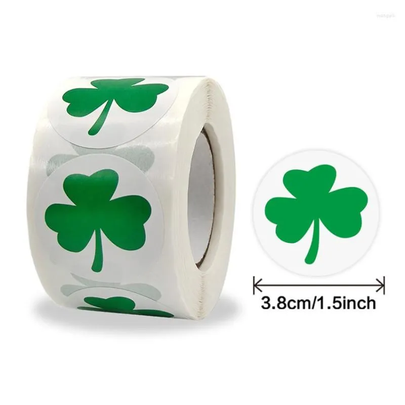 غلاف الهدايا 1.5 بوصة Clover Label St.Patrick's Day Shamrock ملصقات 100-500pcs ديكور المنزل ديكور يومي