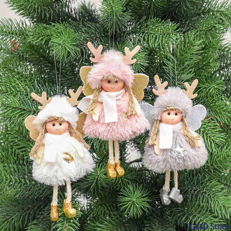 Рождественские украшения ручной плюш -ангел девочка кукольная куколка подвесной дерево висеть украшения год детские подарок декор дома декор дома
