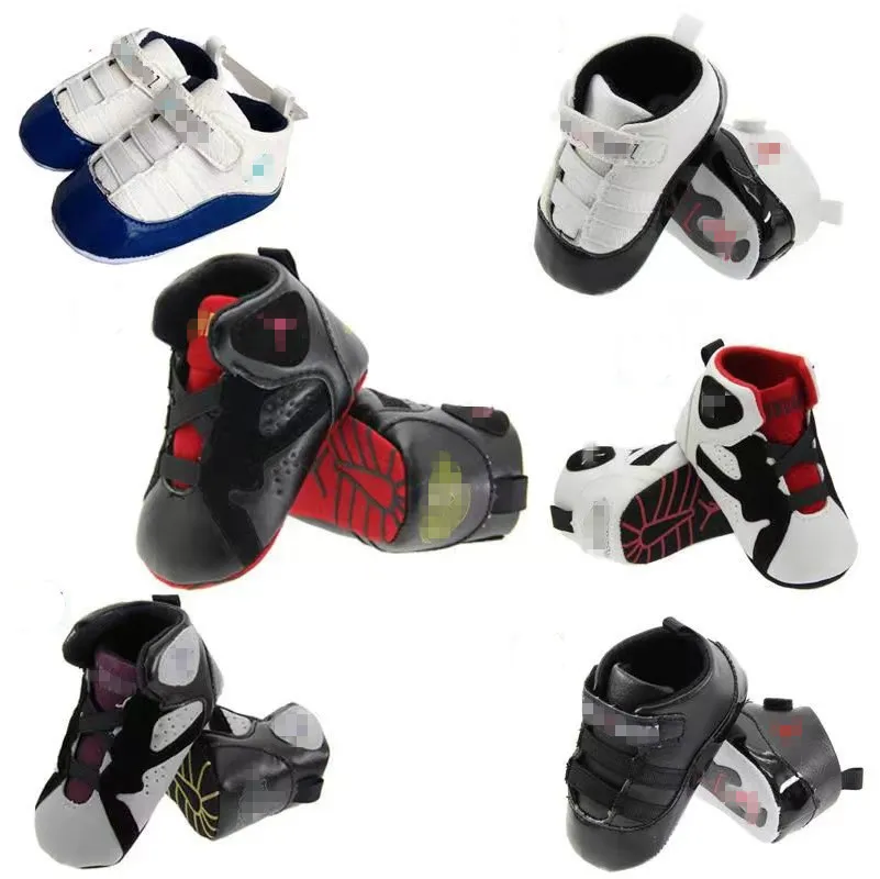 Baskets pour bébé Premiers marcheurs nés Chaussures de basket-ball en cuir 12 Style Infant Sports Bottes de mode pour enfants Enfants Toddler Soft Sole