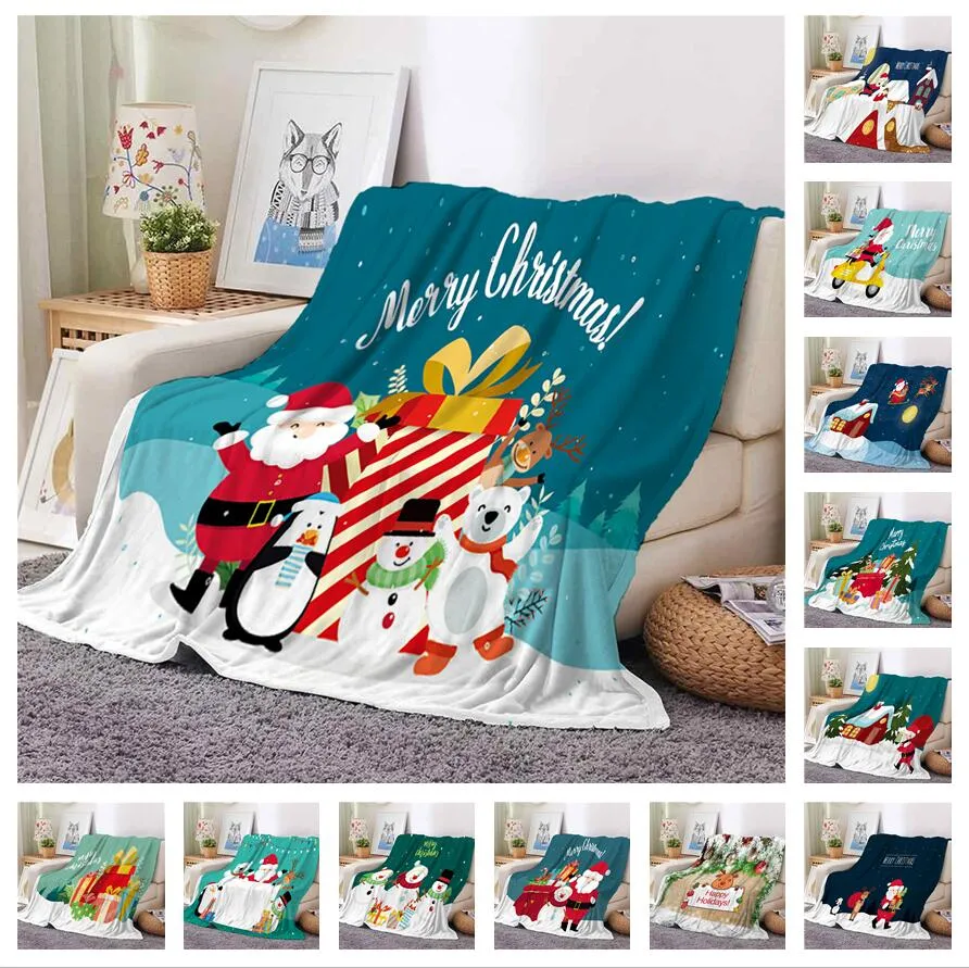 Zarte Weihnachtsdecken werfen Reisedecke Mode Flanell Weihnachten Tagesdecke für Kind Kind Bett Sofa Auto Jahr Geschenk HT1984 A61-A80