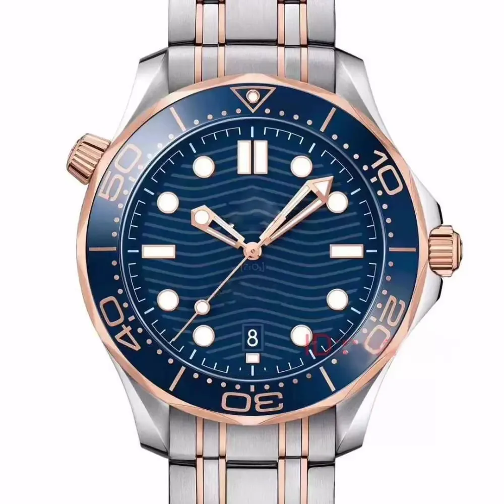 DHgate Omega Rose Gold Automatic Mens Watch Stainless Steel and Rubber Strap Professional Diver 300m Wristwatch Watches