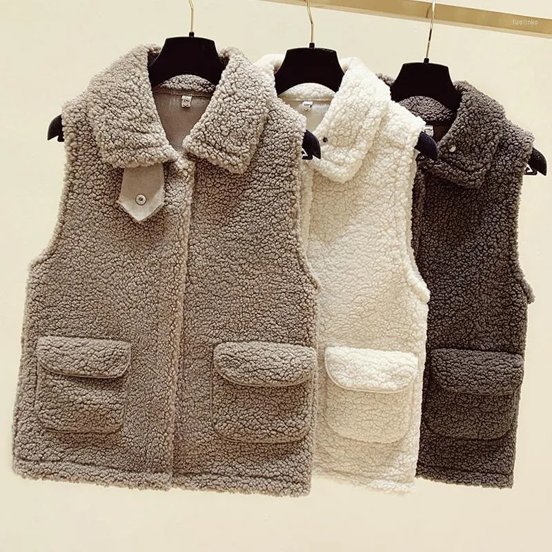 Damesvesten Lamb Plush Vest Women's 2022 Spring en herfstjas Koreaanse versie van de Wild Waistcoat uit één stuk trend