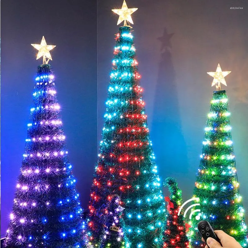 Arbre de décorations de noël avec lumière Led, pour fête de mariage, vacances, SK6812 WS2812B IC, Fiber optique adressable, bricolage