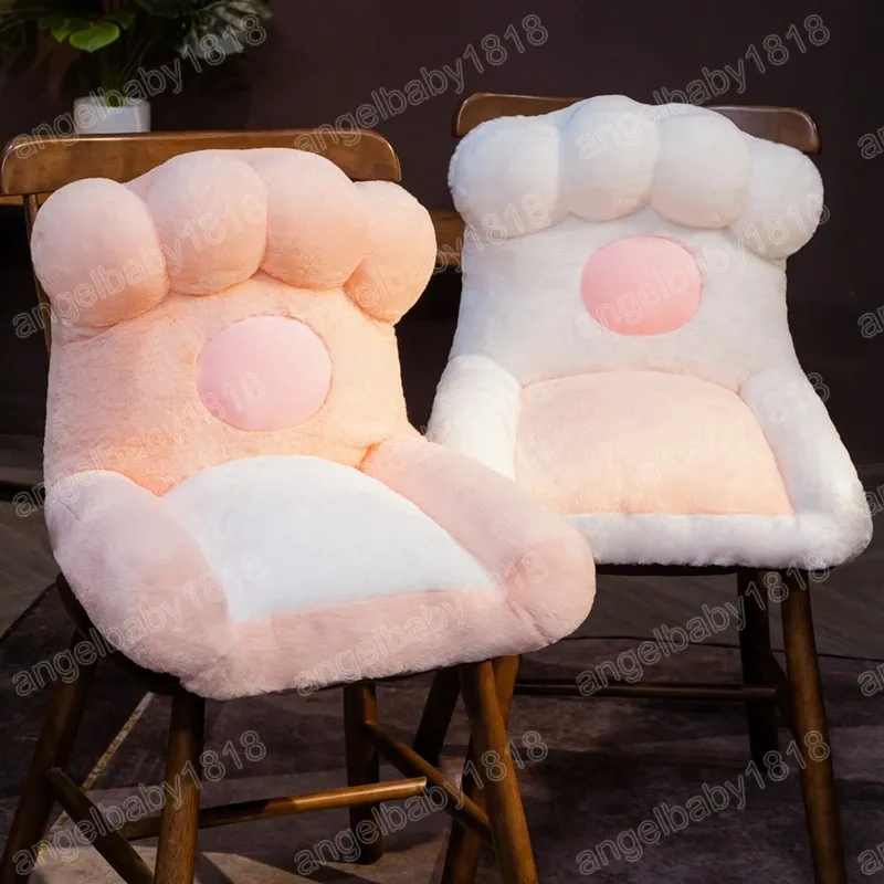 Kawaii 45cm Cartoon Cat Paw Plush Cushion جميل التاج كرسي كرسي حصيرة محشو بالحيوان الناعم وسادة المنزل ديكور دمية هدية