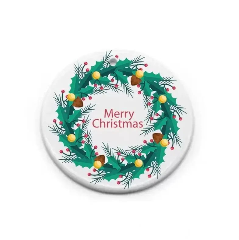 Handmade 3 Inch Ceramic Tile Ornament For Tree Christmas Bathroom Decor Sublimation Blank 