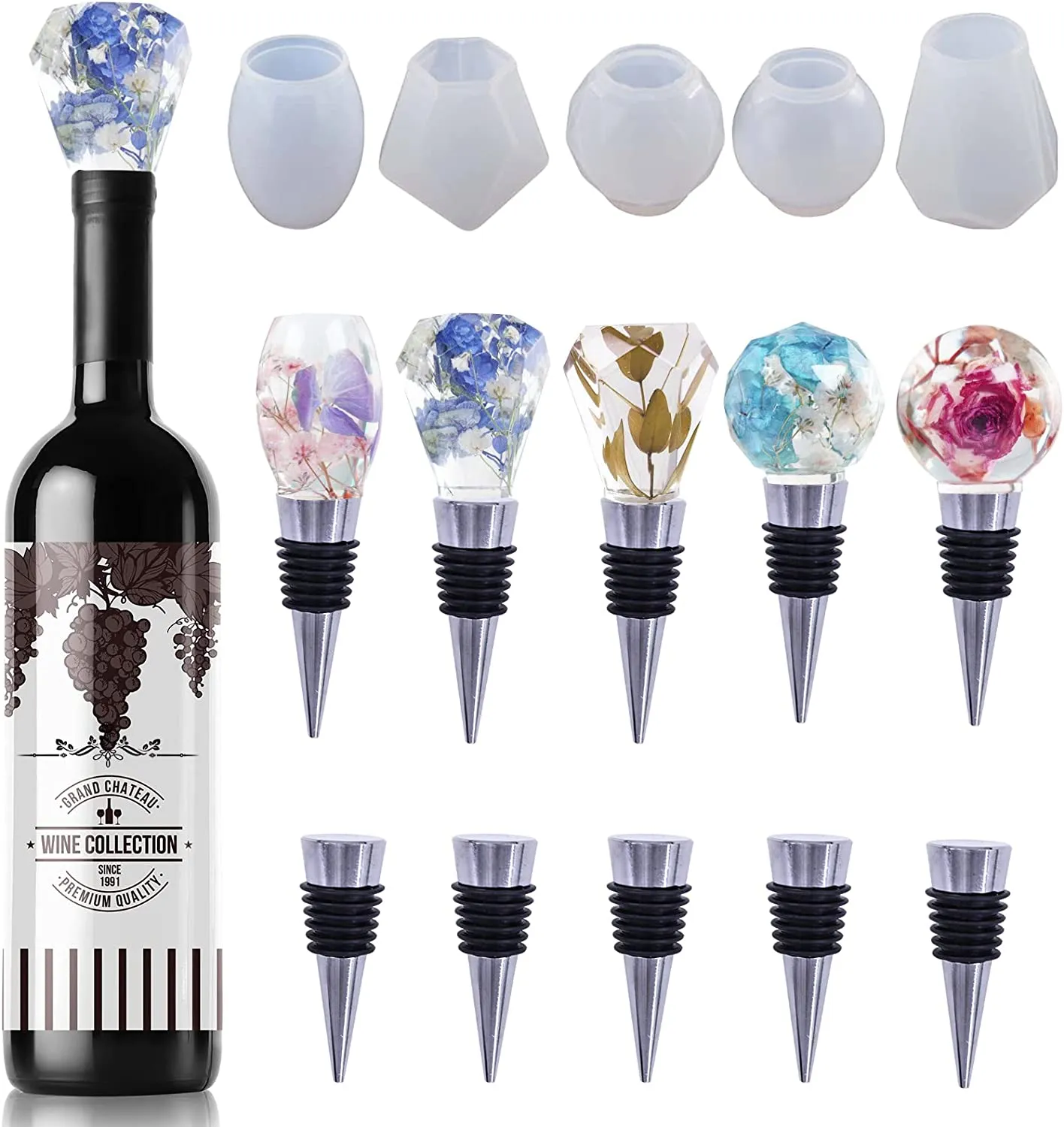 Outils de barre bouchon de bouteille de vin cristal époxy Sile moules avec cristaux gemme bijoux résine pour bricolage moulage fabrication Ampsile moule Aliexpres Smtgh