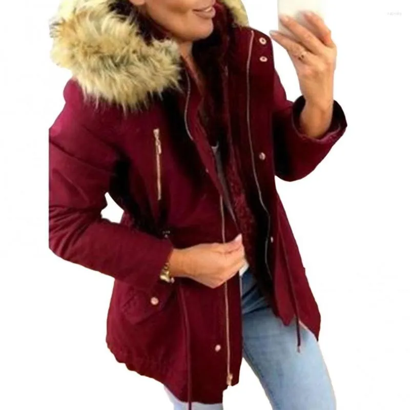 Vestes Femmes Hiver Femmes Épais Peluche Chaud Fausse Fourrure Manteau À Capuche À Manches Longues Poches Zippées Veste