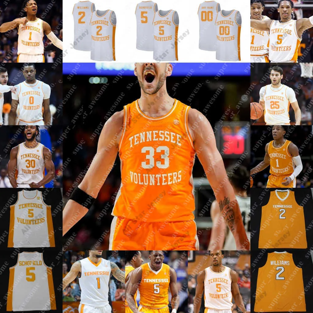 Maillots de basket Tennessee Volunteers Basketball Jersey Kennedy Chandler Santiago Vescovi Zakai Zeigler Olivier Nkamhoua John Fulkerson Uros Plavsic Justin