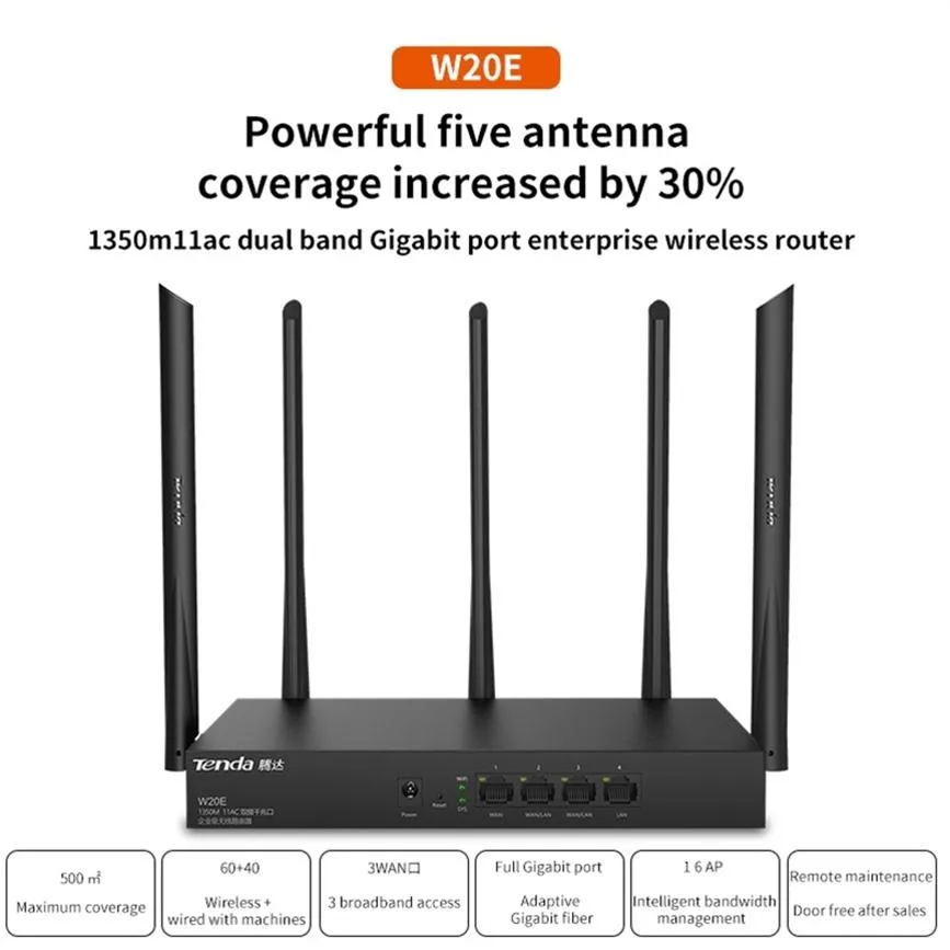 TEDA W20E Enterprise Wireless Wi-Fi Router 2 4G 5GHz 1350 Mbps Wi-Fi Repeater z 5 antenami i gigabit port 16 AP Management 210607265J
