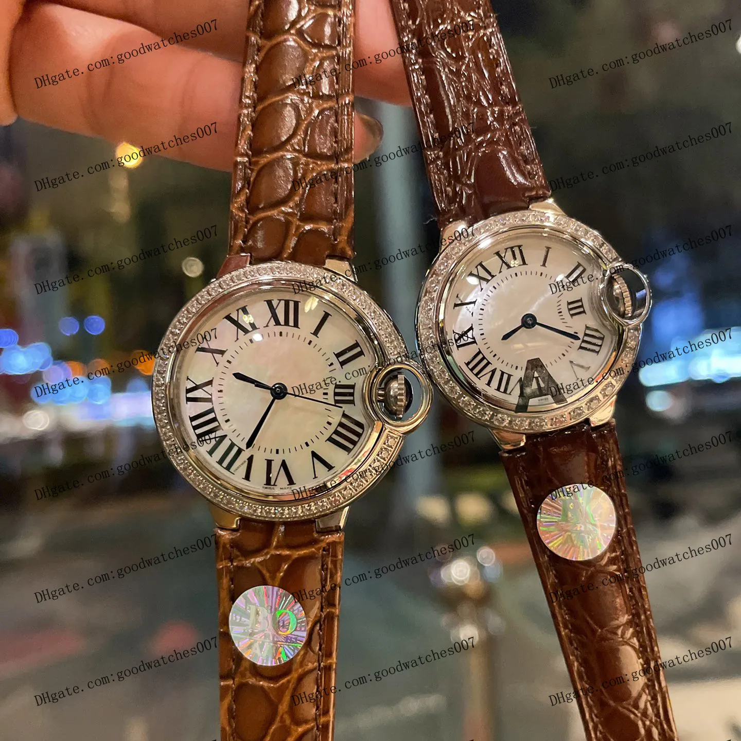 Montre Femme 33mm 28mm lunette en nacre cadran luxe lunette en diamant bracelet en cuir noir mode rouge montres vertes montre bracelet en verre saphir