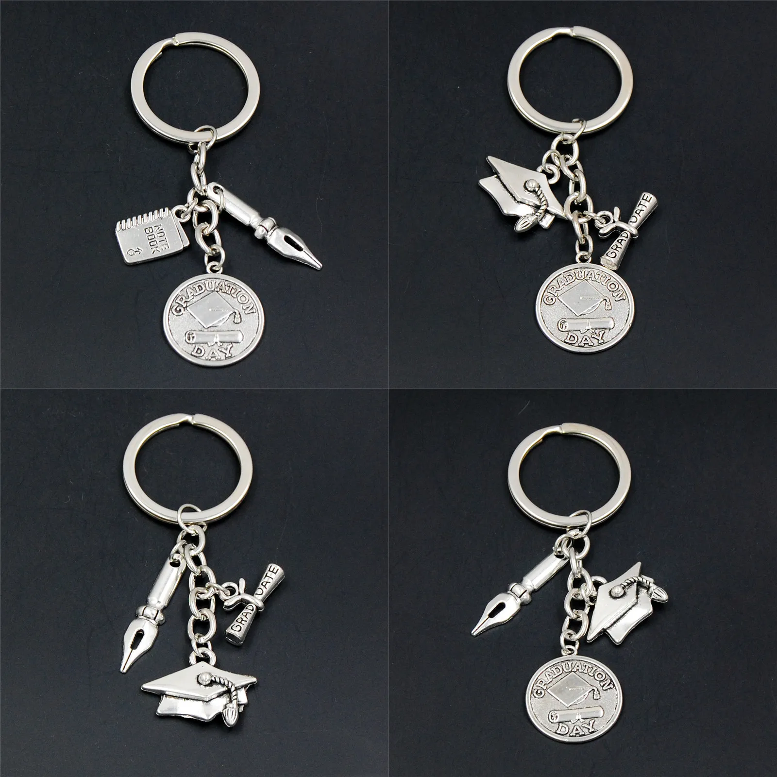 1pc Portachiavi Gioielli Laureato Diploma Laurea Cap Charms Notebook Ciondolo Regalo Studente Portachiavi