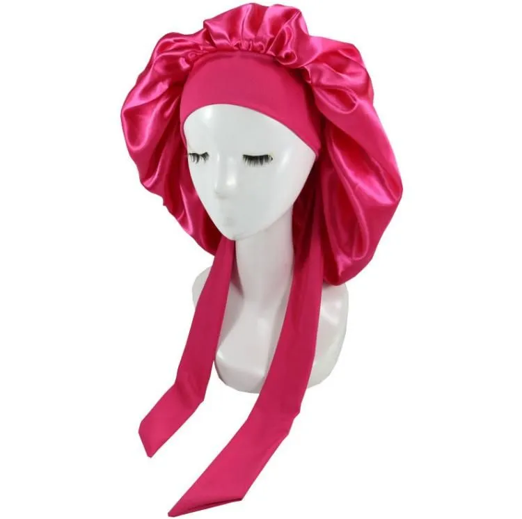 Women Satin Solid Sleeping Hat Night Sleep Cap Hair Care Bonnet Nightcap For Women-Men Unisex Cap-Bonnet De Nuit Shower Turban SN4916