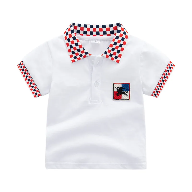 Zomer kinderen baby polo shirt revers blouse stevige kleur korte mouwen casual top kinderkleding voor jongen 1-6y