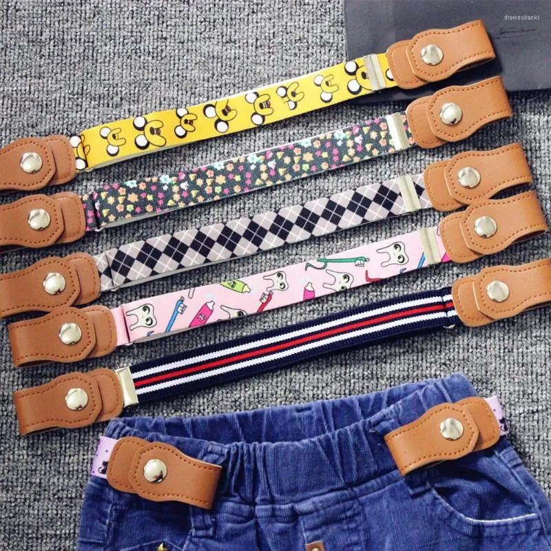 Belts Canvas Belt For Kids High-elastic Men PU Button Without Buckle Free Adjustable Elastic Children's