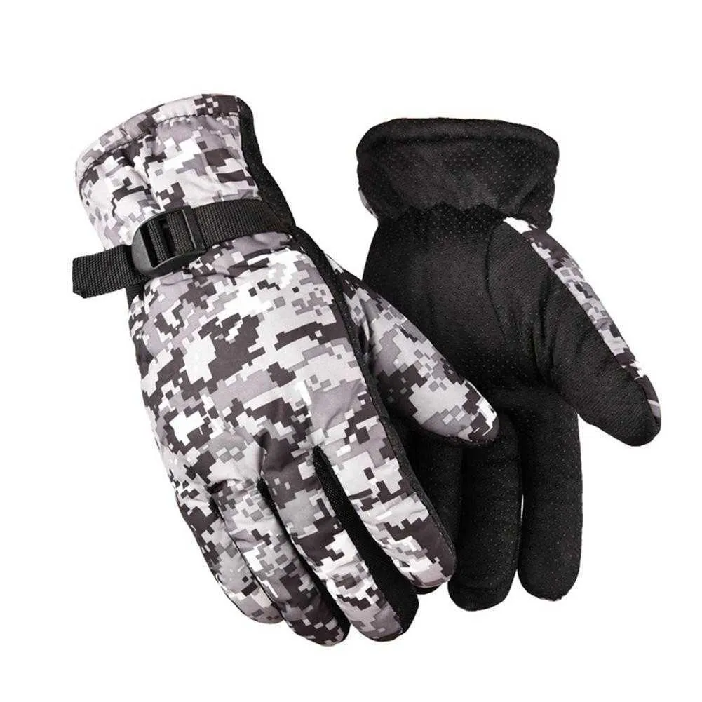 Luvas de esqui caçando dedo completo anti-deslizamento Camarflage ao ar livre Camuflagem quente A quente para o clima frio Hiki L221017