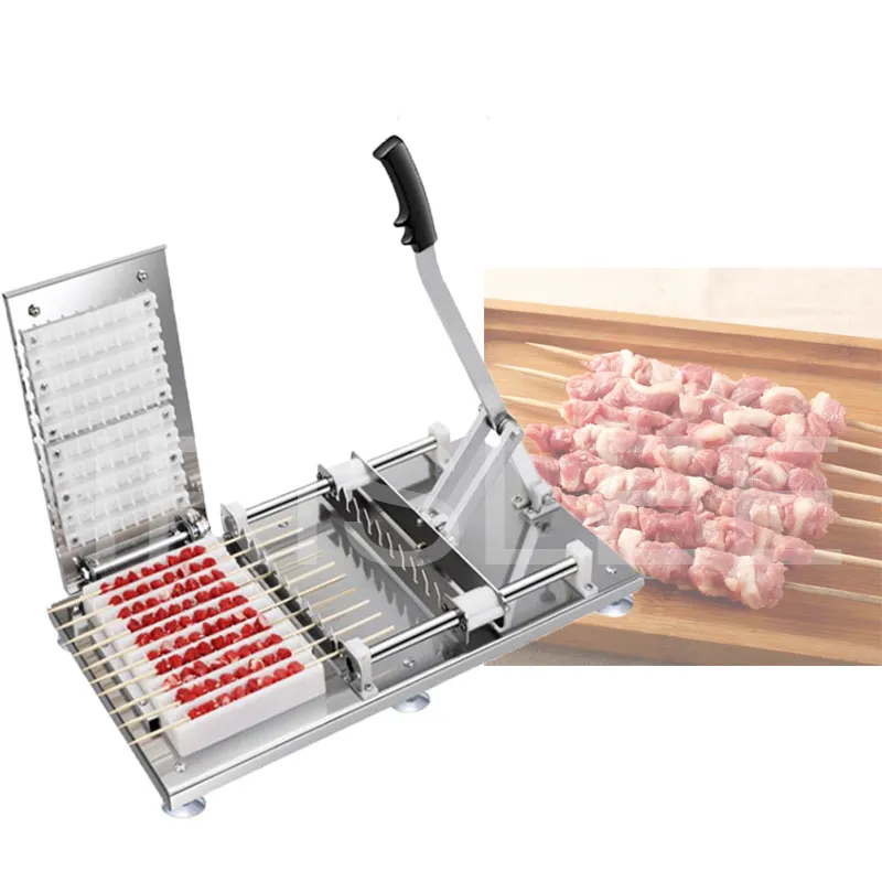 Manual Skewer Machine Reusable Meat String Device Mutton Kebab Skewer Machines Lamb Satay Stringer Maker For BBQ Barbecue