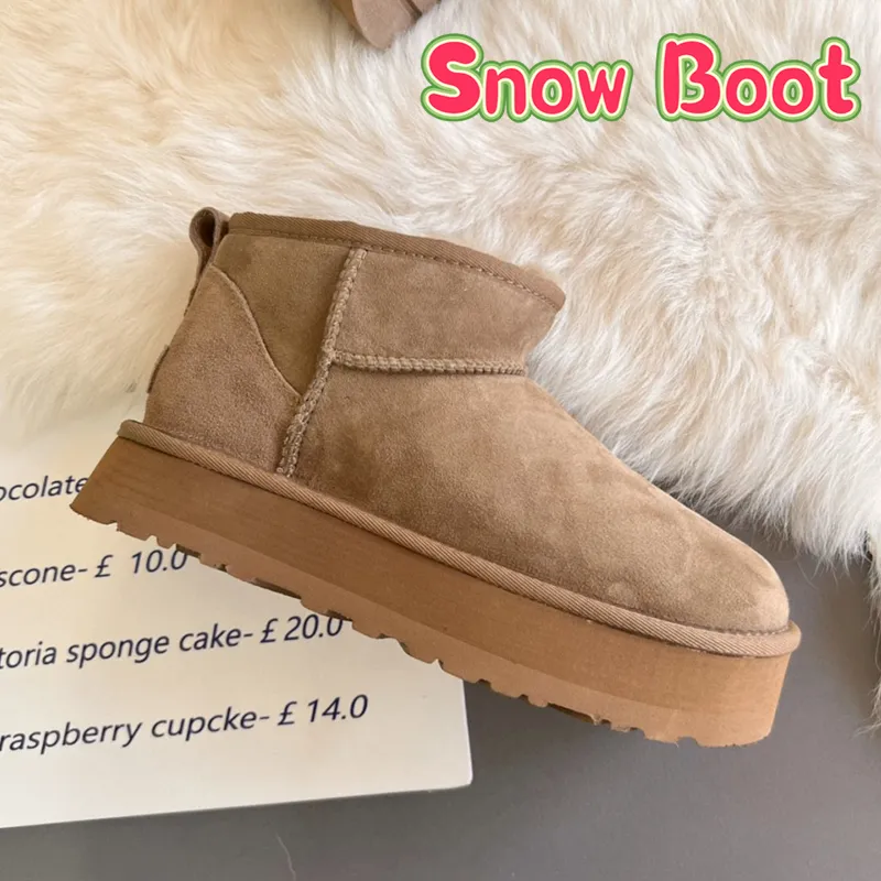 Stivali invernali da donna Stivale da neve classico con piattaforma ultra mini Australia Castano antracite nero Pelle di pecora Shearling comfort stivaletti firmati scarpe da donna EUR 34-43