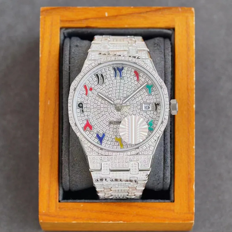 Orologio con diamanti di lusso realizzato in acciaio inossidabile importato di alta qualità Orologio alla moda impermeabile fino a 50 metri