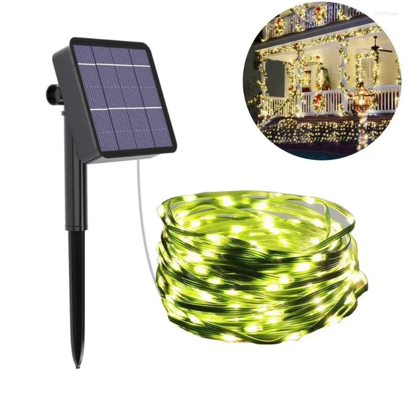 Strings Solar LED Light Outdoor Street Garland 8 lägen Vattentät PVC Fairy Lights For Wedding Party Christmions Decoration 10m 20m