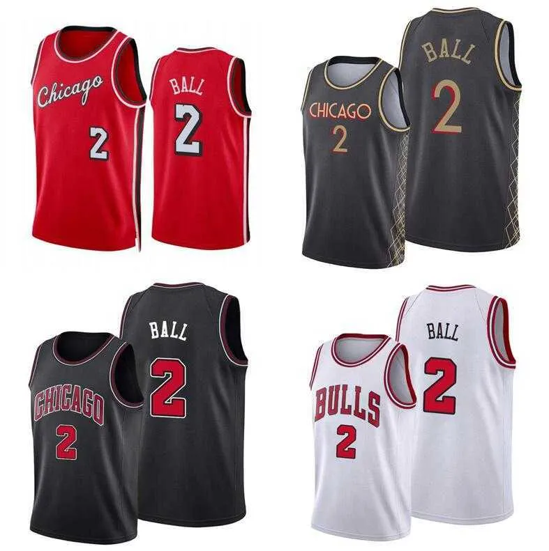 Camiseta de baloncesto Lonzo Ball para hombre, juvenil, S-XXL, versión roja de la ciudad, camisetas en stock