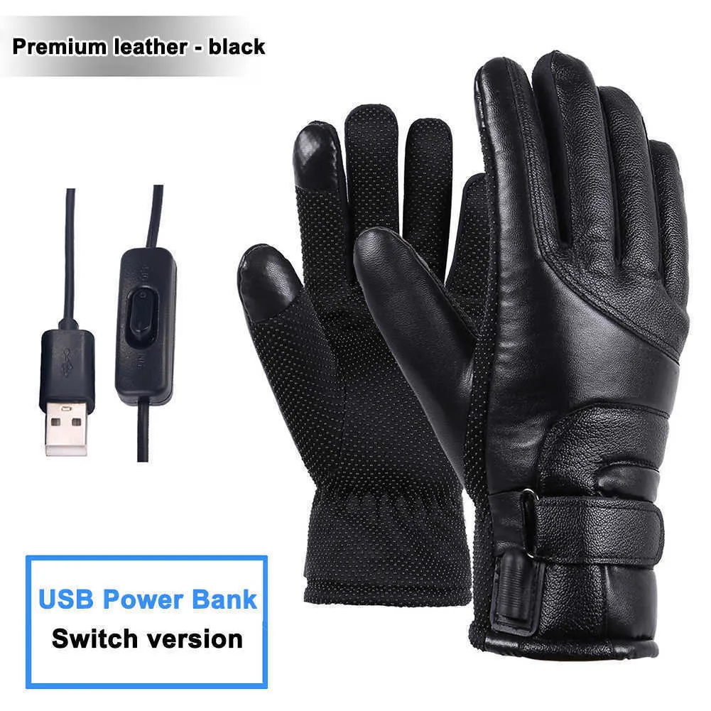 Guantes de ciclismo Hombres calentados Recargable USB Calentador de manos Calefacción eléctrica Invierno Térmico Pantalla táctil Bicicleta A prueba de viento L221024