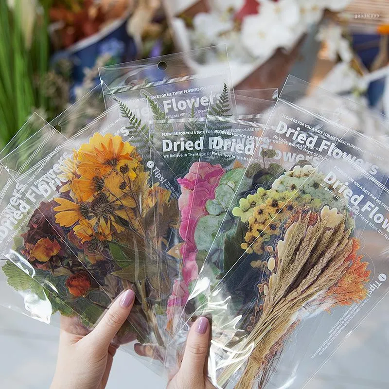 Gift Wrap 6PC/Pack Plant Floral Adhesive Stickers Scrapbooking Journal Materials Po Diary Decoration DIY Stationery