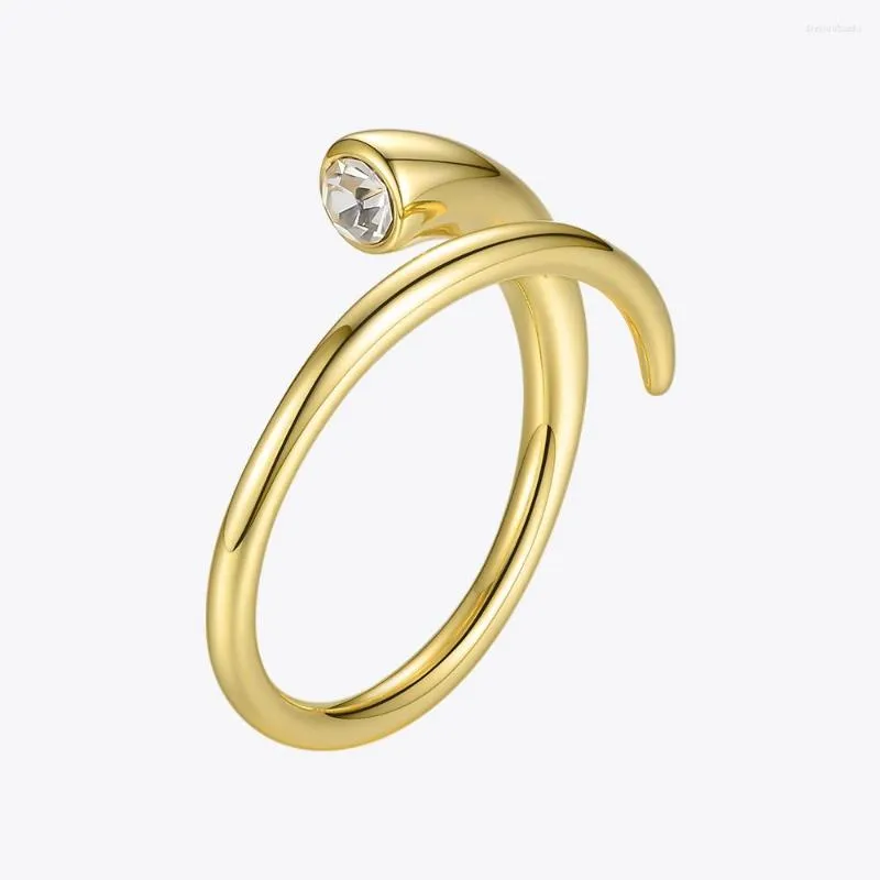 Cluster Rings Enfashion Curve Crystal Opening Ring Gold Color Winding Shape For Women Accessories Finger Fashion Jewelry Gifts R194010