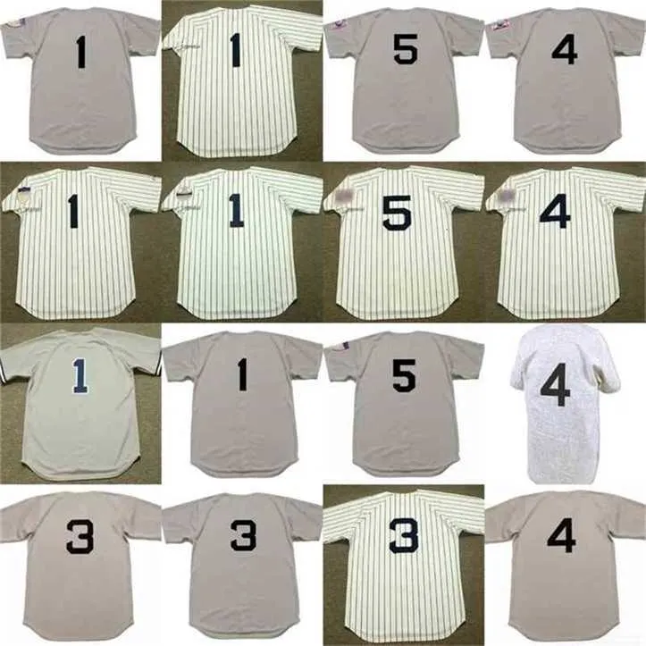 Proword C202 Men 1 Billy Martin 4 Lou Gehrig 3 Babe Ruth 5 Joe DiMaggio 1983 Home Baseball Jersey