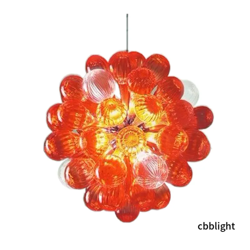 Modern Crystal Chandeliers Pendant Lamps Red Color Flower Shape Chihuly Style Art Handbl￥st glaskronor med LED -lampor f￶r Hotel KTV Club Living Room LR441