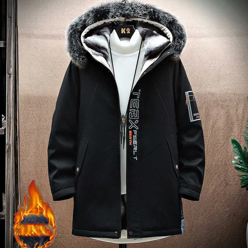 jacketNew 2022 hommes veste décontractée mode vêtements de sortie d'hiver longues Parkas mâle fourrure tranchée épais pardessus vestes chauffées coton manteaux chauds