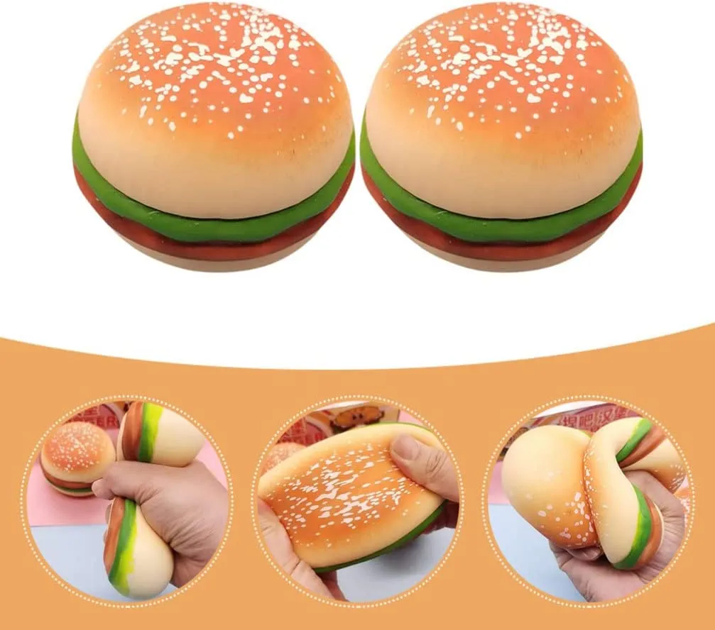 3D Burger Squishys Stress Relief Toy, Hamburger, descompressão