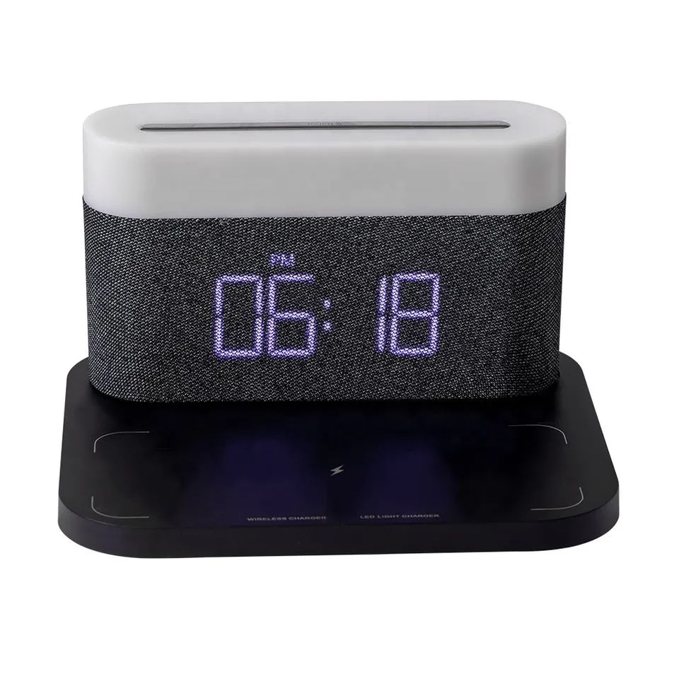 Portable 10W Wireless Chargers with Table LED Dimming Light Touch Control 3 Color Modes and Time Clock for Reading Bedside Bedroom Living Room Nightstands Office