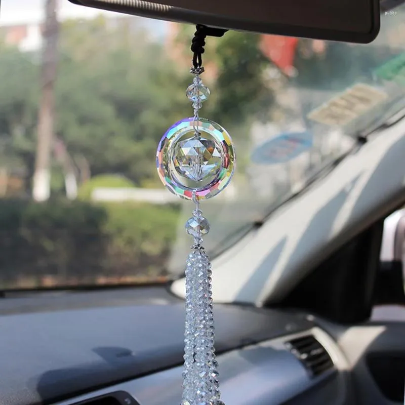 Decorações de interiores Pingente de carro Lucky Crystal Ball Suspension Ornamentos charme espelho retrovisor AUTO VERÃO PENDIDO GRESTOS DO MOOVIMENTO DE CASA