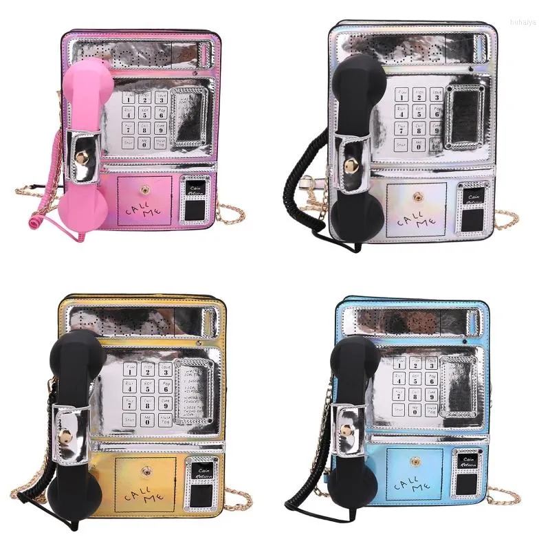 Borsoni Retro Simulato Telefono Pubblico Catena Donna Spalla Denaro Frizione Matrimonio Cena Cena Borse Moda Borsa a tracolla