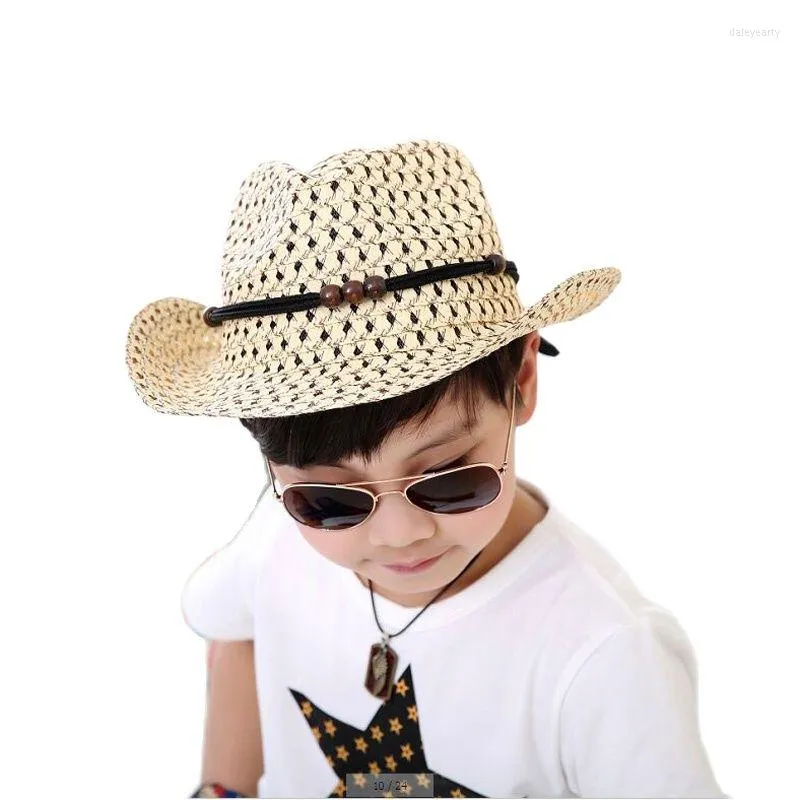 Bérets 2022 été enfants chapeau de soleil le garçon Jazz casquette plage chaîne perles 8 couleurs tour de tête 56 Cm 8096