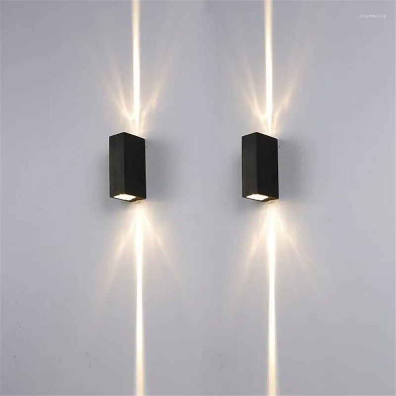 Wall Lamps 6W Outdoor Led Square Waterproof Sconce Up And Down Side Lighting 2x3WLED Light AC90-260V 4pcs/lot