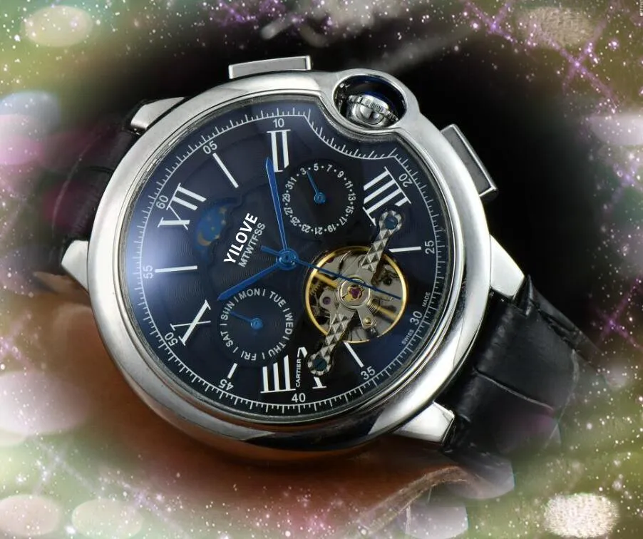 Popolare I piu venduti Grandi orologi da uomo 45mm Movimento meccanico automatico Cassa in acciaio inossidabile Ore Fand Display Orologio da polso in