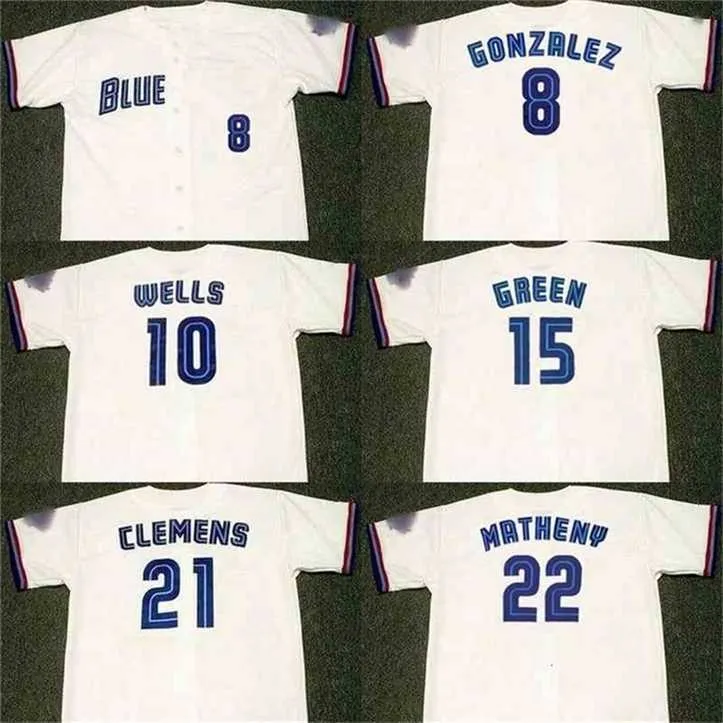 Proword C202 Men 8 Alex Gonzalez 10 Vernon Wells 15 Shawn Green 21 Roger Clemens 22 Mike Matheny 1999 Baseball Jersey