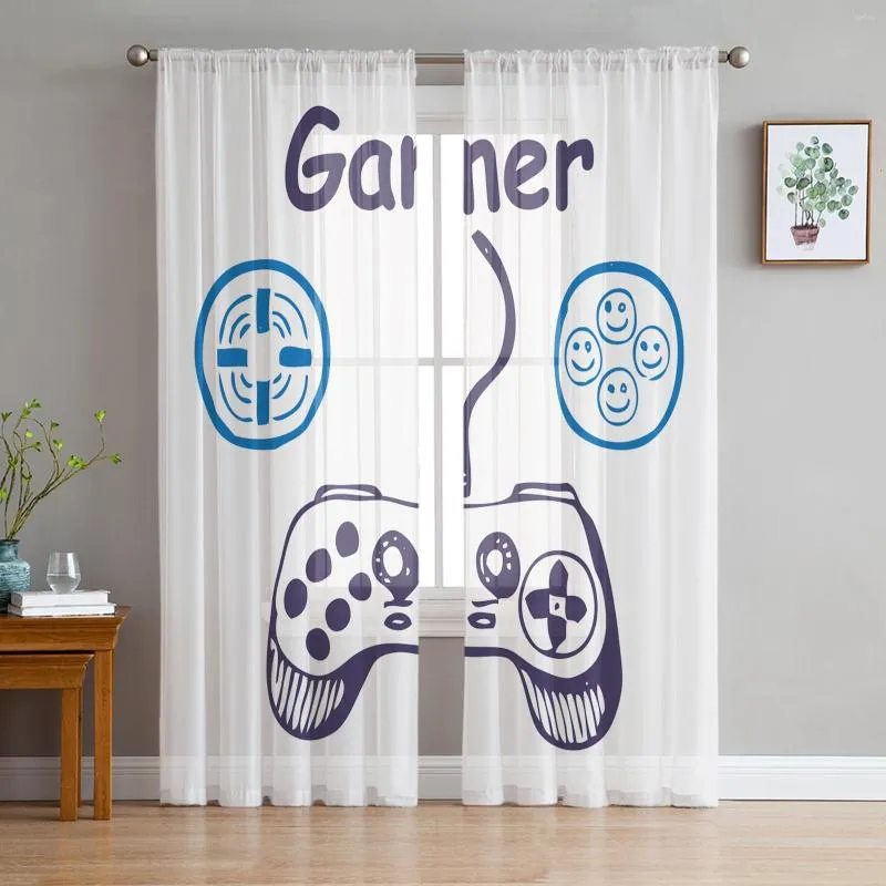 Tenda da gioco Tastiera Cartoon Sheer per soggiorno Voile Window Blinds Camera da letto Tulle Drape Cucina Cortinas Hall Curtains