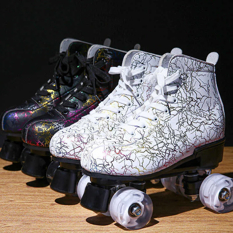 Patins de gelo 2022 Roller Mulheres homens Pu Lethe Branco Branco Tênis de Patinagem deslizante Tênis quadril