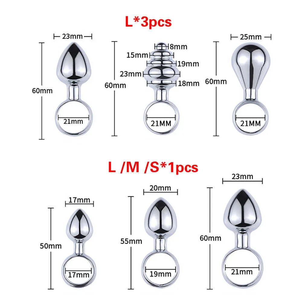 Artículos de belleza Anillo de tracción de metal Enchufe anal Dilatador sólido Hombre / Mujer Estimulación del punto G Buttplug Masturbador Juguetes 3 Unids / set Culo