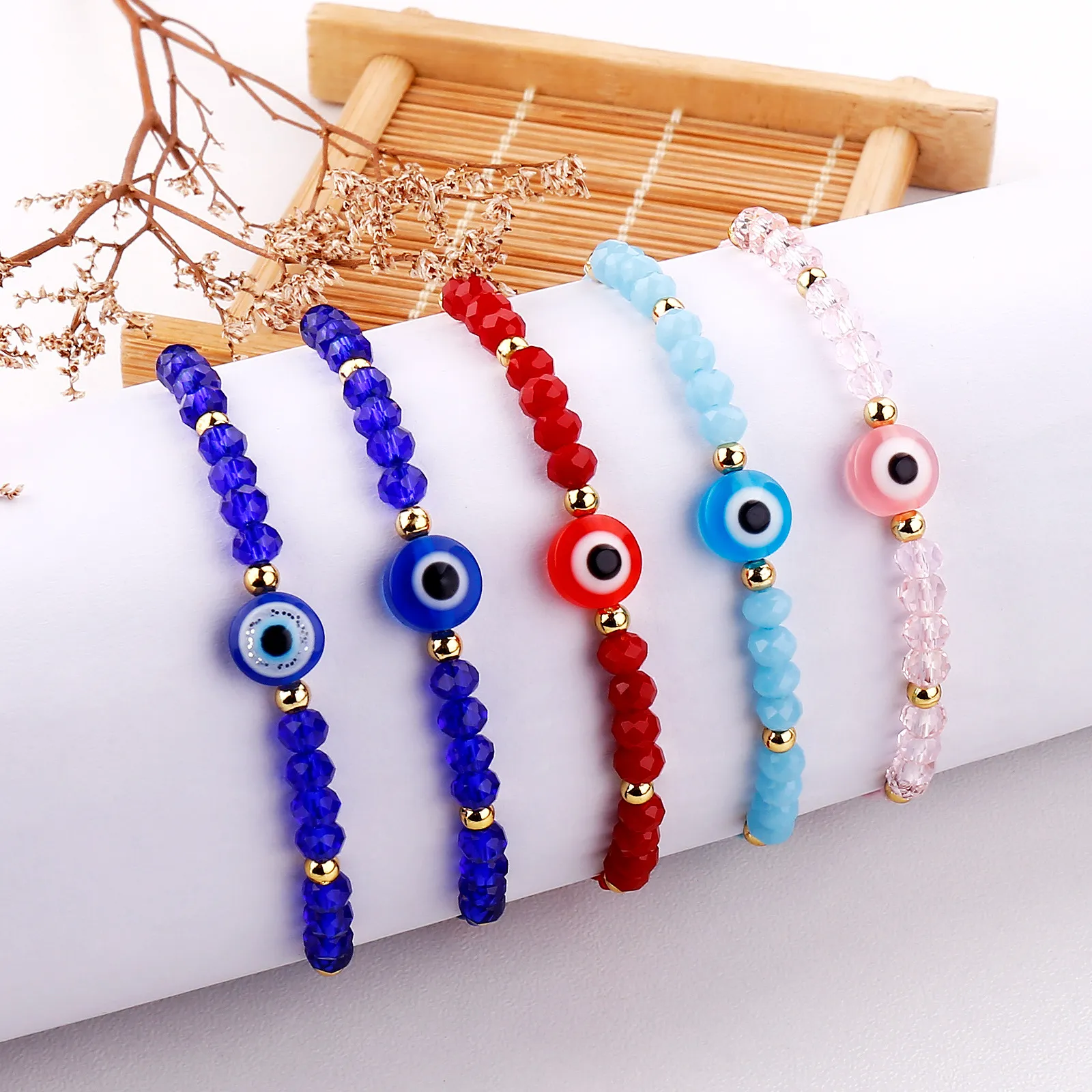 Turkey Blue Evil Eye Bracelet Women Handmade Rope Chain Crystal Lucky Eyes Beads Bracelets Girl Party Jewelry Gift Couple