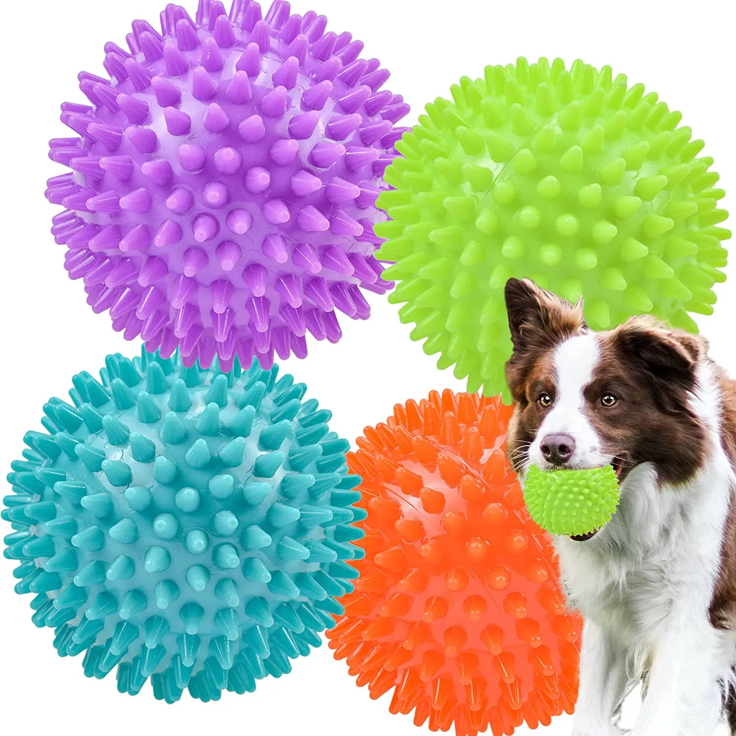 Pet Balls Squeaky Toys for Medium Large Breed dog Toy for Aggressive Chewers Spiky Ball Big Outdoor Chew