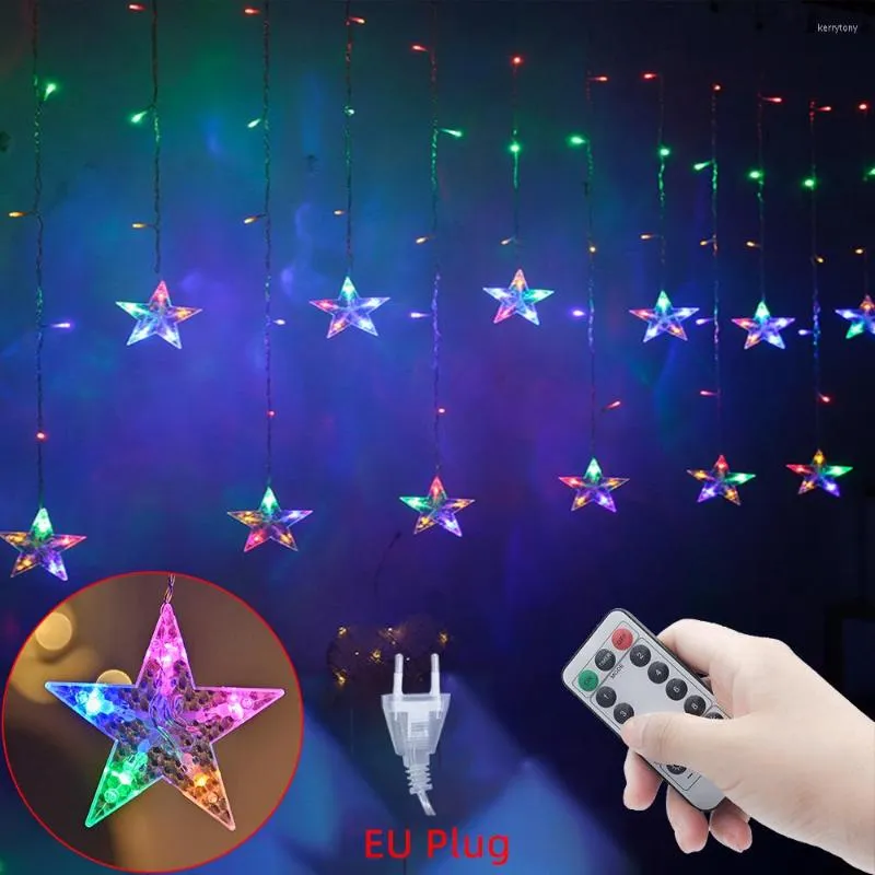 Strings Christmas Lights Led Star Garland Curtain String Outdoor For Room Holiday Party 2022 Year Navidad Decoration