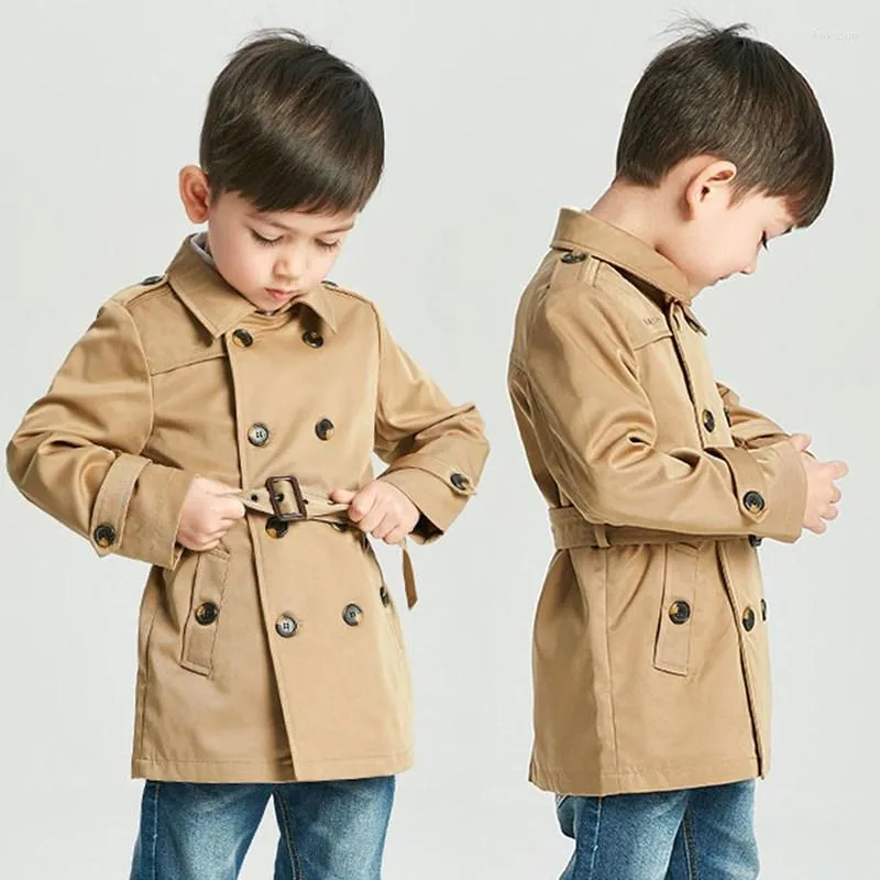 Vestes Enfants Trench Vêtements Pour Garçons Kaki Manteau Automne Messieurs Veste Bébé Pardessus Coupe-Vent