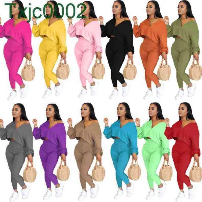 XS- 4XL femmes survêtements deux pièces ensemble concepteur col en V manches chauve-souris haut court et Leggings tenues automne grande taille costume