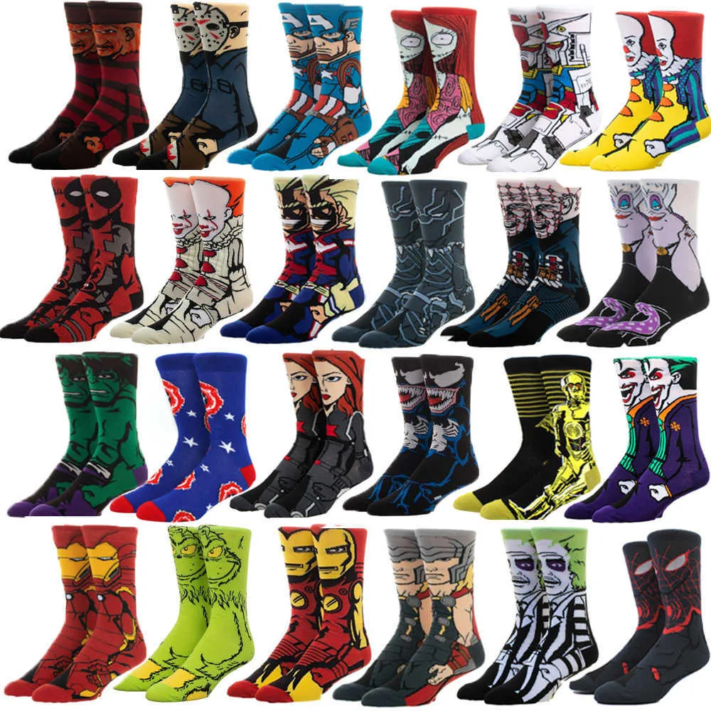 Socks Men funny hip hop personality anime cartoon fashion skarpety sewing pattern socks