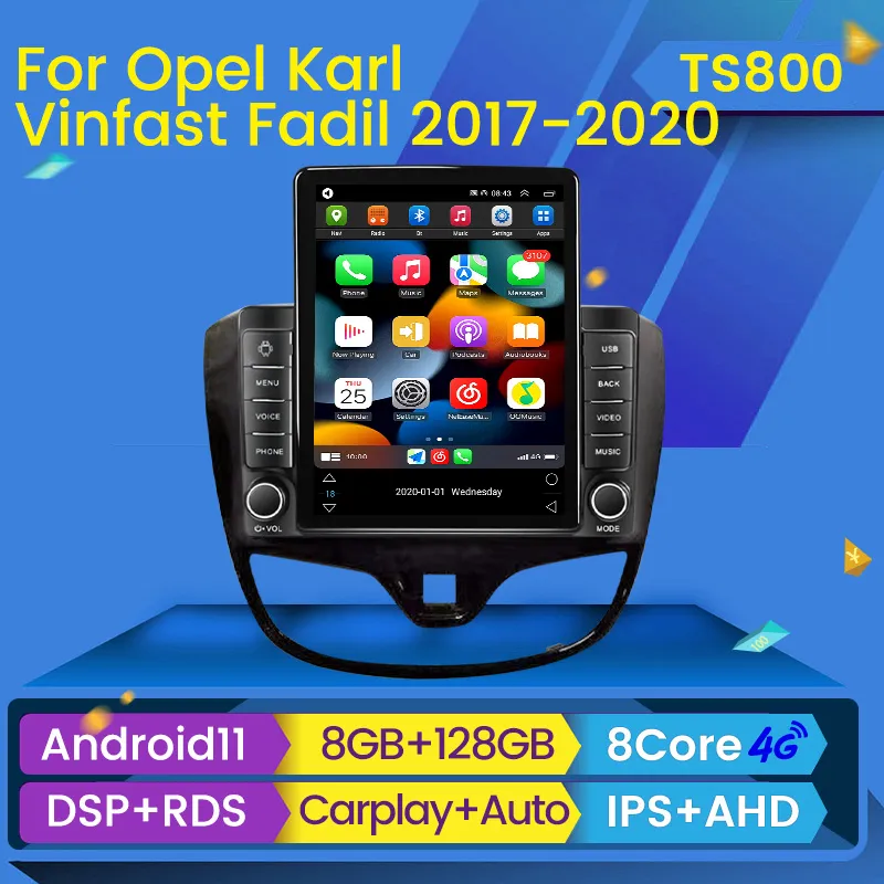 CAR DVD Radio Multimedia Video Player Navigation GPS Stereo för Opel Karl Vinfast Fadil 2017-2020 Tesla Style 2 Din Android