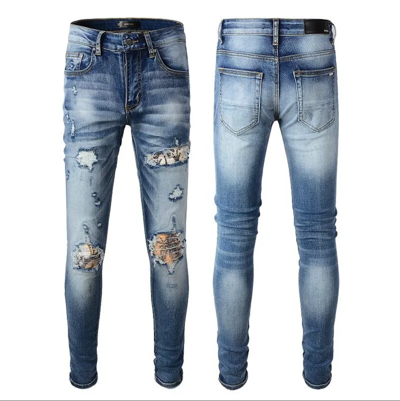 Luxurys Designers Jeans Distressed Frankrijk Fashion Pierre Straight Men's Biker Hole Stretch Denim Casual Jean Men Skinny Pants Elasticiteit Male gescheurde broek#293