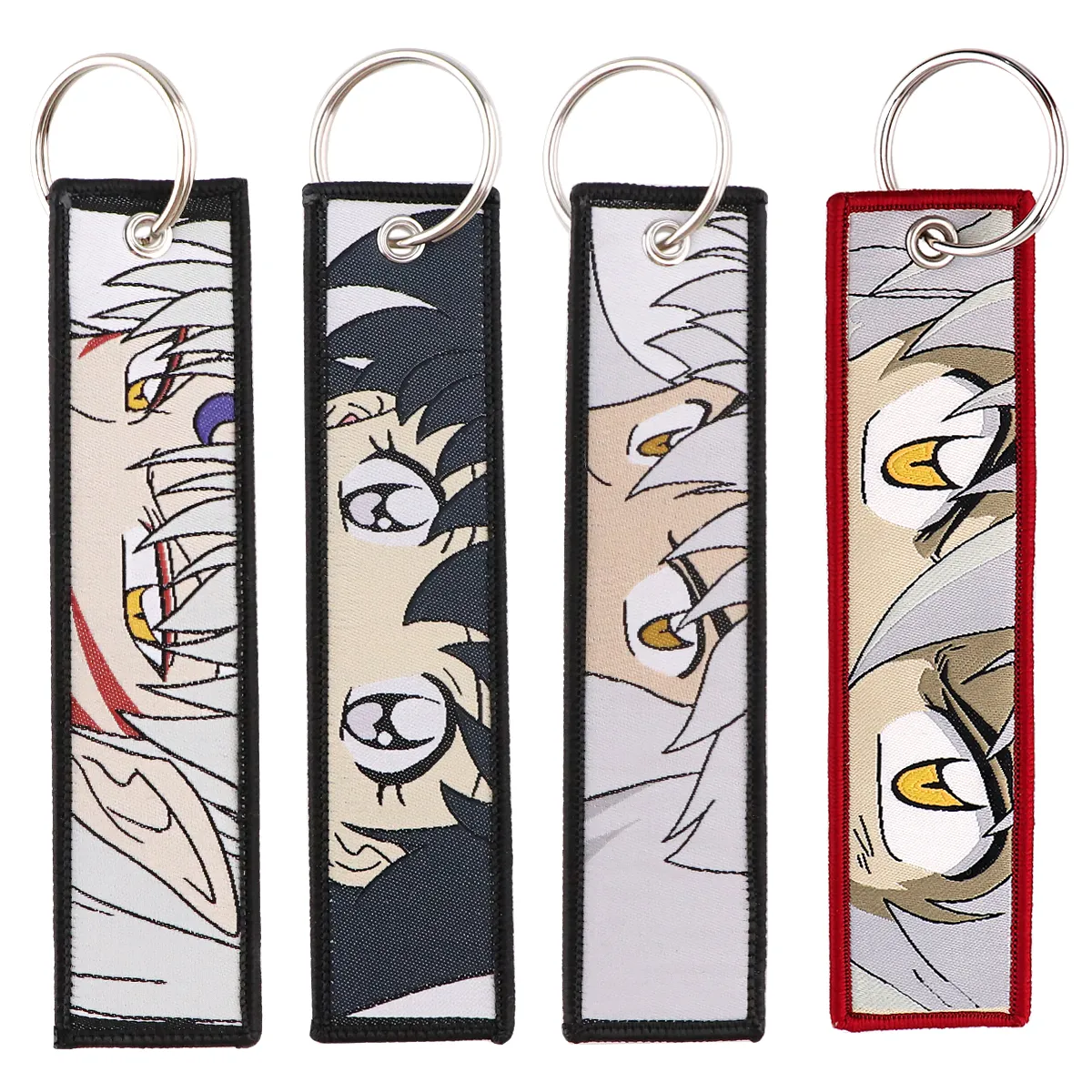 Keychains Lanyards Japanese Inuyasha Cool Key Tag Embroidery Fobs For Motorcycles Cars Bag Backpack Keychain Fashion Ring Gifts Drop Smtmo